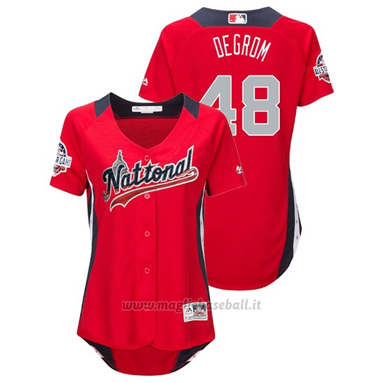 Maglia Baseball Donna All Star Game Majestic Jacob Degrom 2018 1ªRun Derby National League Rosso